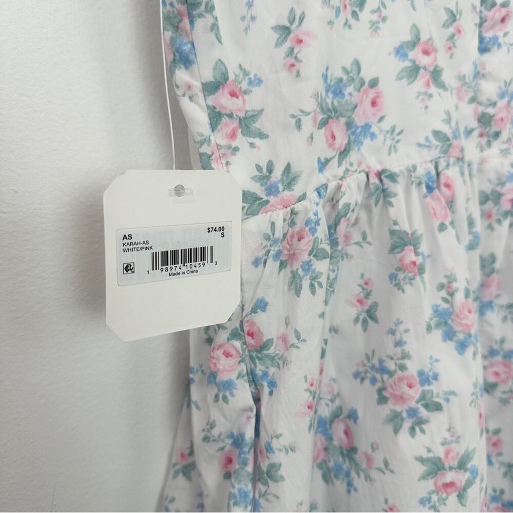 Altar'd State Isa Floral Mini Milkmaid Dress White Pink Blue Floral NWT Small - Picture 7 of 10